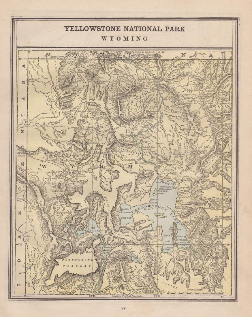 Cram: Antique Map of Yellowstone National Park, 1891 (1 of 1)