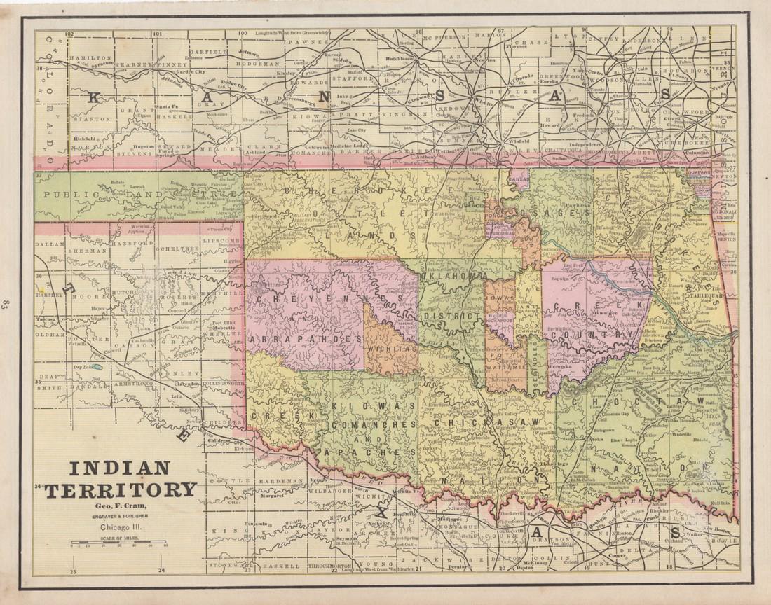 Cram: Antique Map of Indian Territory, 1891 (1 of 1)