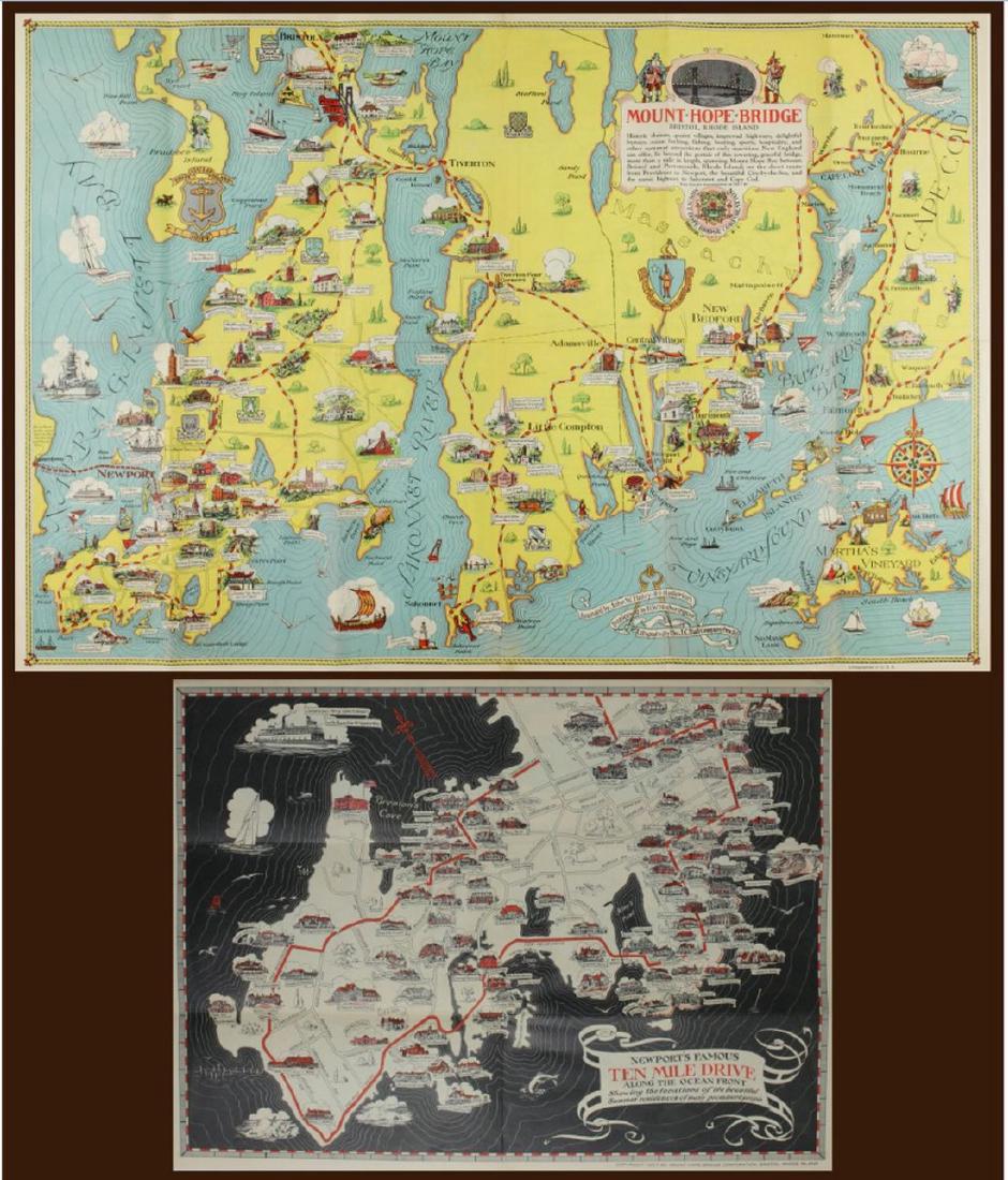 Vintage Pictorial Map of Newport, RI & Ten Mile Drive (1 of 1)