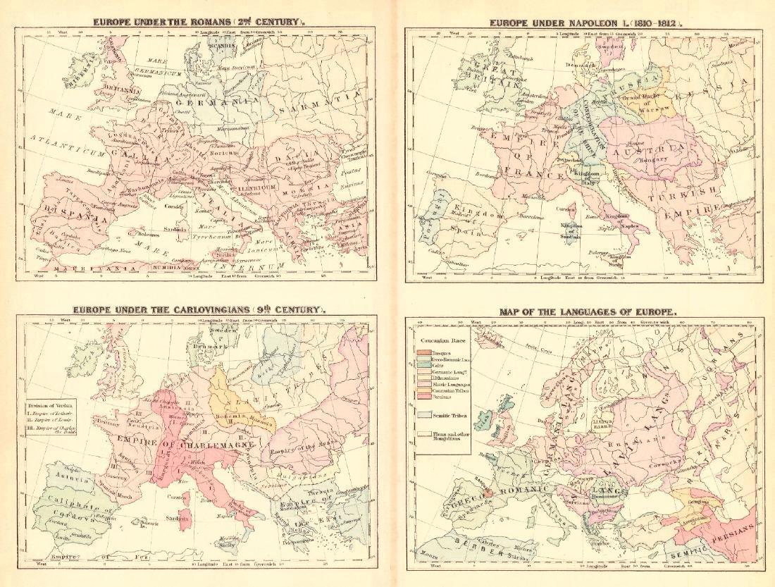 Johnson: Four Antique Historical Maps of Europe, 1881 (1 of 2)