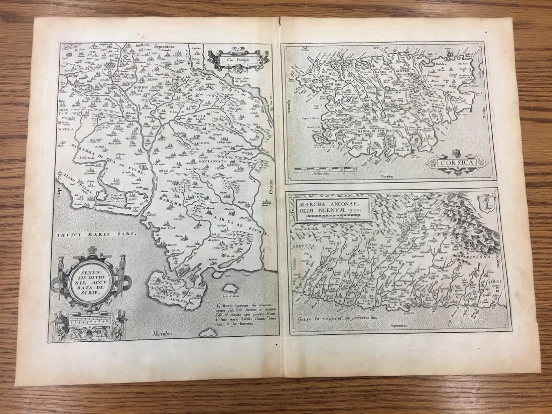 Ortelius: Antique Map of Corsica, Tuscany, 1574 (1 of 2)
