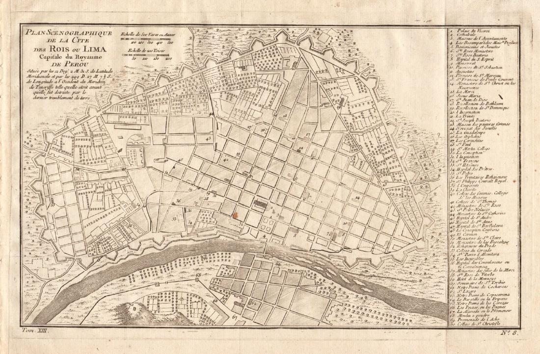 Bellin: Antique Plan of Lima, 1754 (1 of 1)