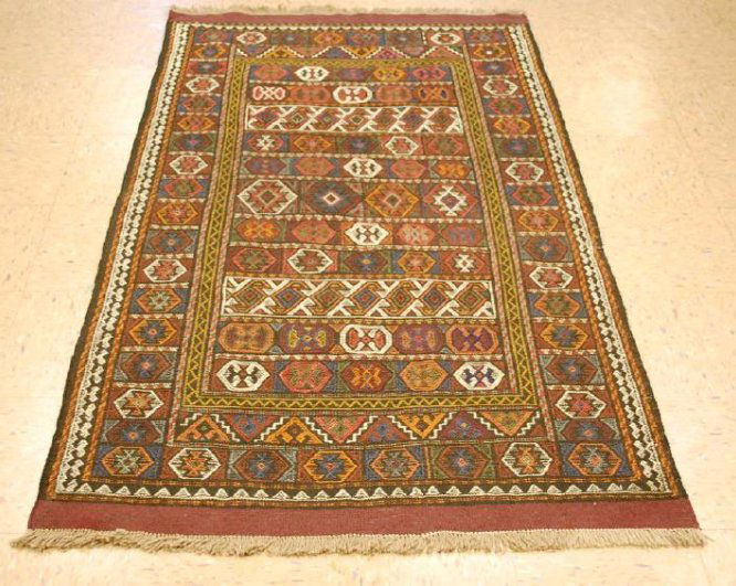 Antique Detailed Caucasian Soumak Kilim Rug (1 of 10)