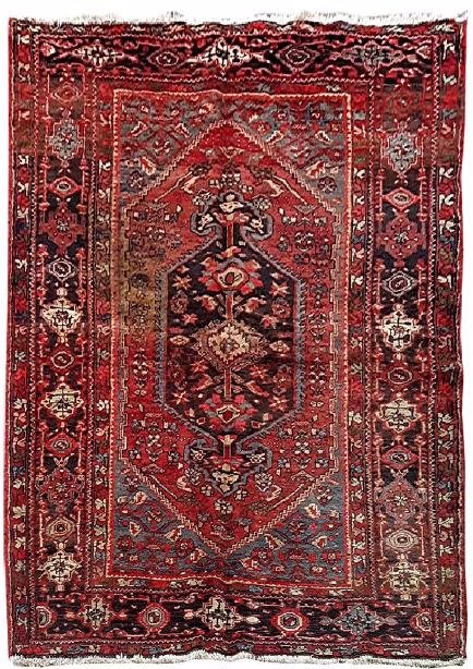 Persian Hamadan Wool Hand Woven Rug: Item: Persian Hamadan Wool Hand Woven Rug Size: 5' x 7' Origin: Iran Material: Wool Area Rug, exact dimensions of this carpet are 4' 7'' x 6' 7'' (200x140 cm). This Original home decor floor covering