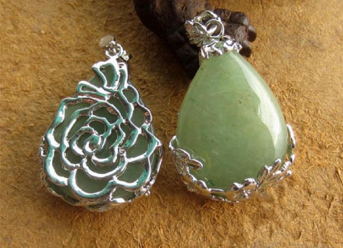 Sterling Silver Green Agate Pendant (1 of 2)