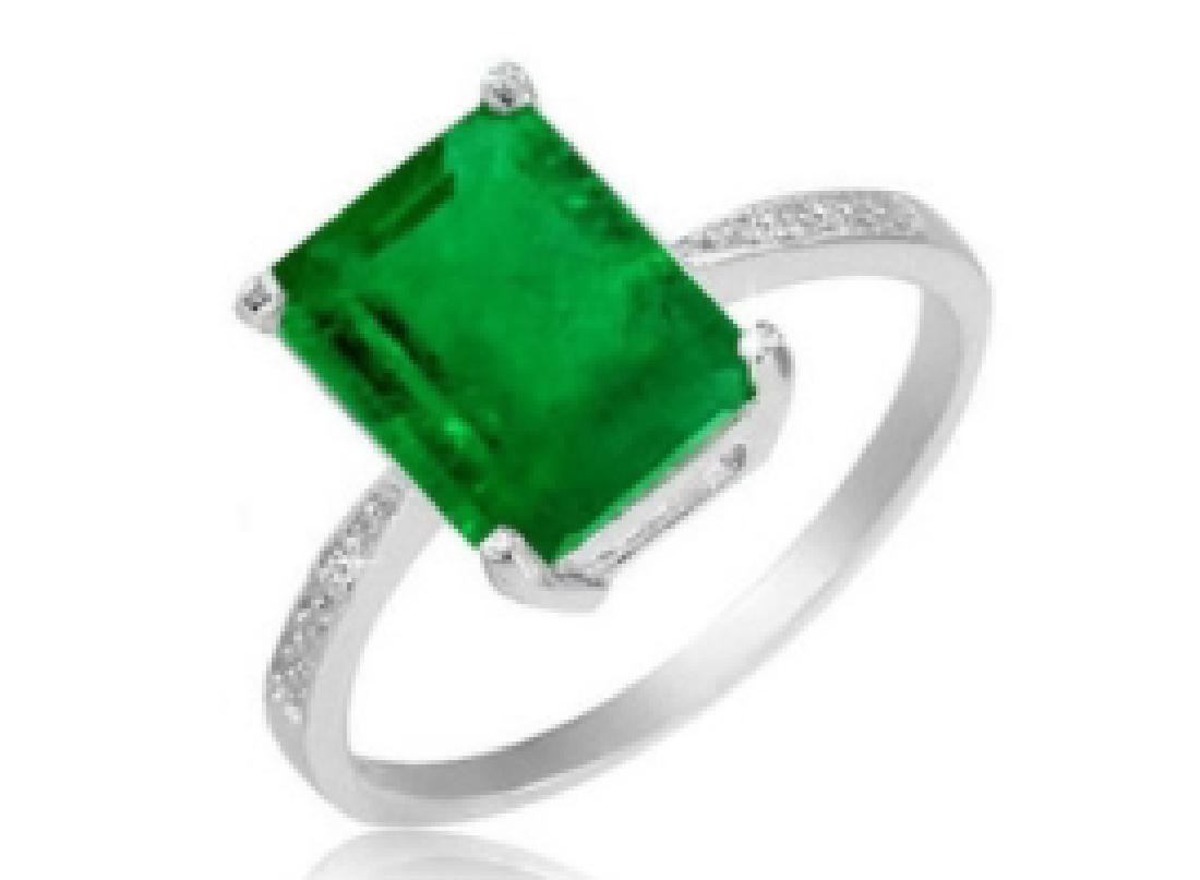 Sterling Silver Genuine Emerald Cubic Zirconia Ring (1 of 3)