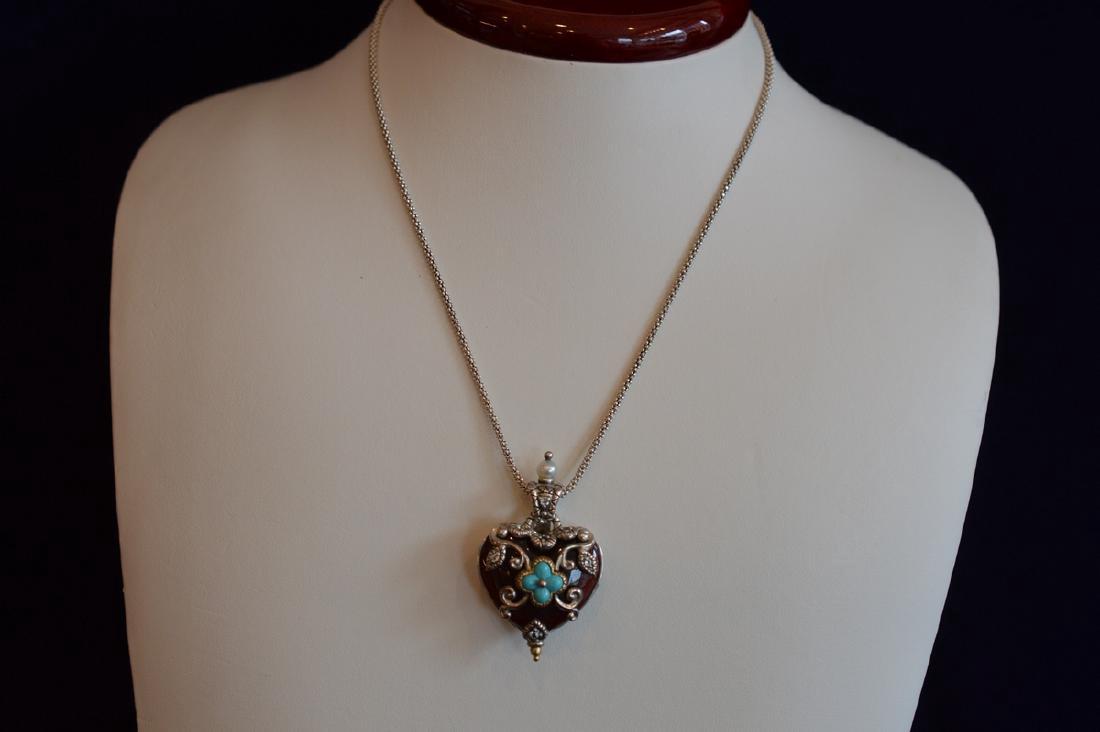 Barbara Bixby Sterling Carnelian Turquoise Pendant (1 of 3)