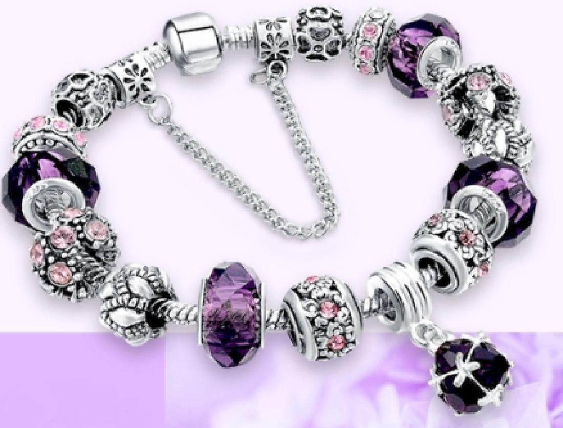 Silver Plated Purple Australian Crystal Charm Bracelet (1 of 2)