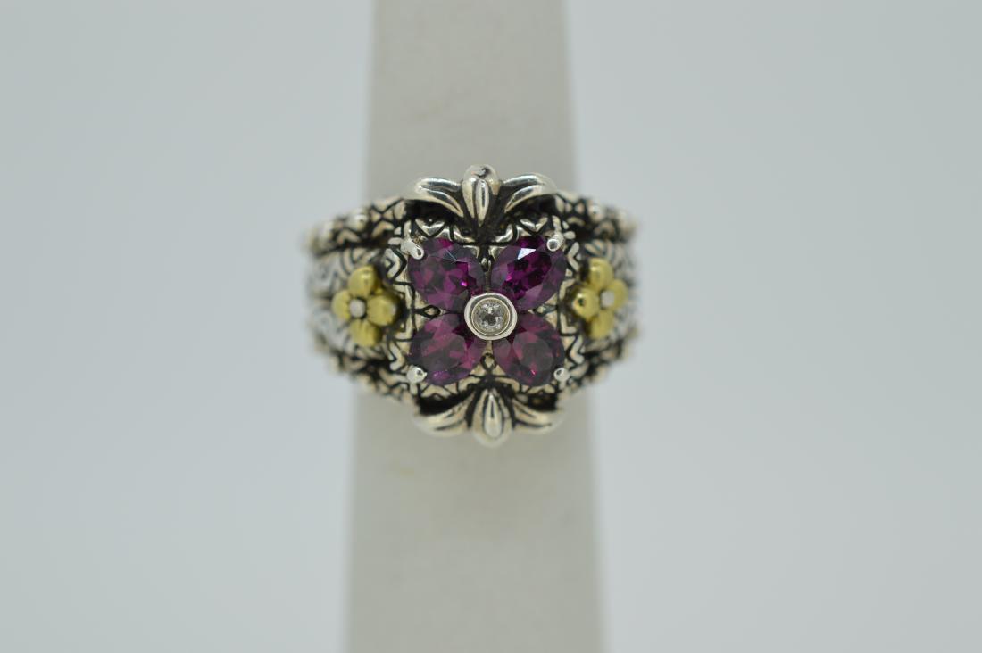 Barbara Bixby Sterling Silver Amethyst Flower Ring (1 of 4)