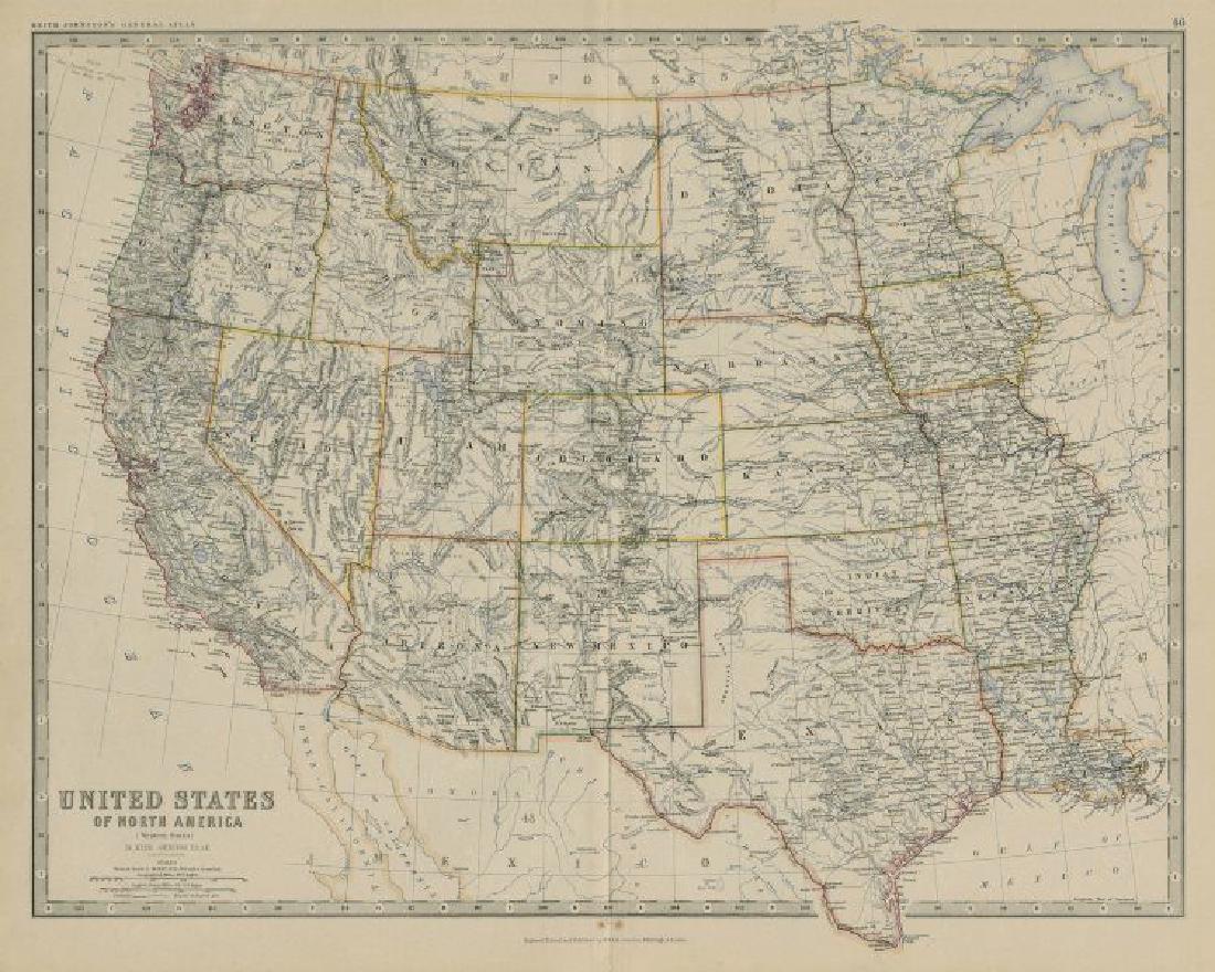 Johnston: Antique Map of the USA (Western States), 1879 (1 of 2)