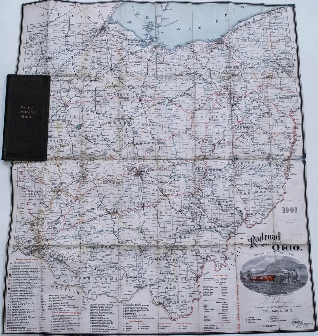 Antique Ohio Railroad Pocket Map, 1901 (1 of 1)