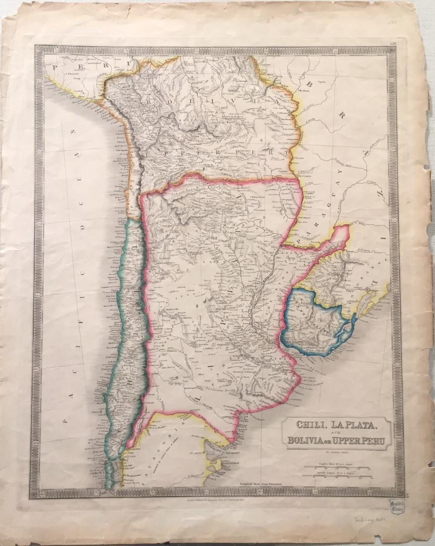 Sidney Hall: Antique Map of Chili Bolivia Peru, 1829 (1 of 1)