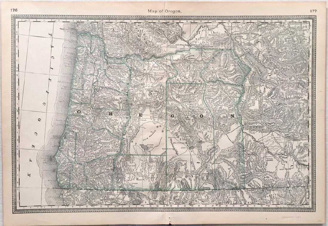 Hardesty: Antique Map of Oregon, 1883 (1 of 1)