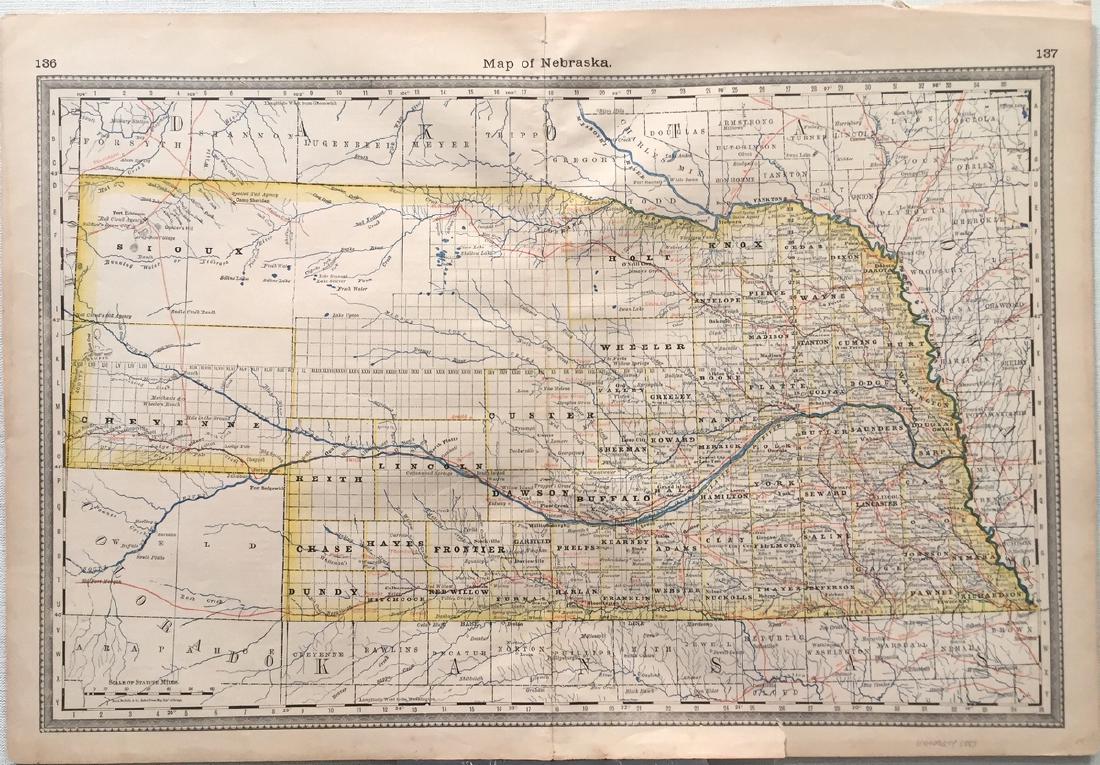 Hardesty: Antique Map of Nebraska, 1883 (1 of 1)