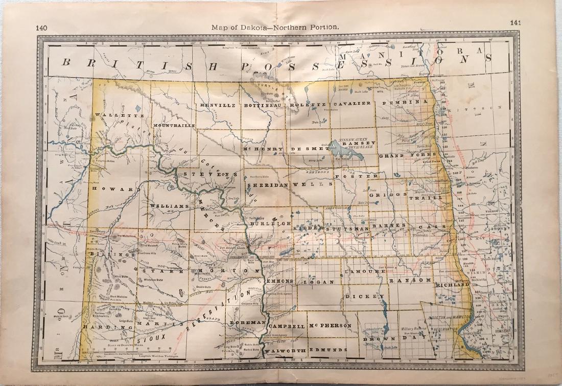 Hardesty: Antique Map of Dakota-Northern, 1883 (1 of 1)