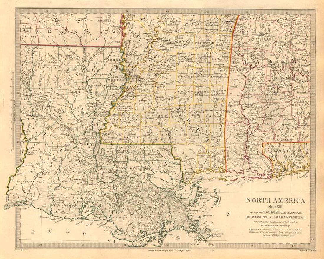 SDUK: Antique Map of US Gulf Coast, 1846 (1 of 2)