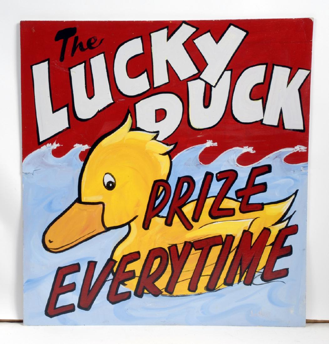 The Lucky Duck In Use Circus Sign by Jim Hand