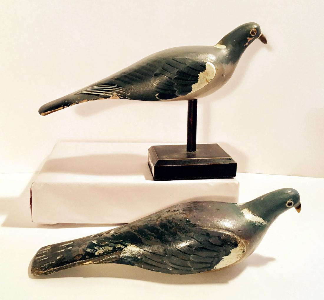 2 Antique Late 1800's Wood Pigeon Decoys (1 of 4)