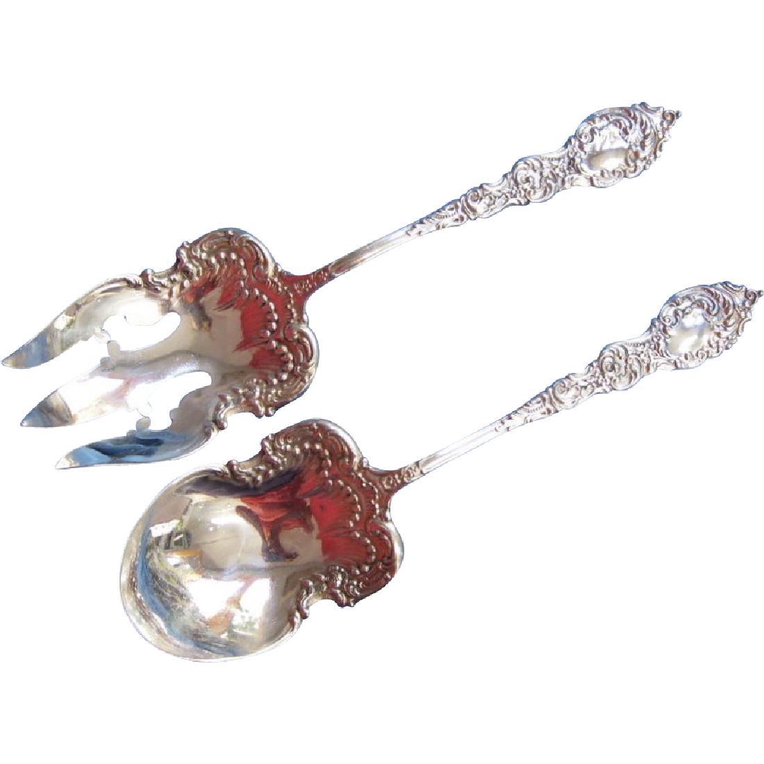 Antique Unger Bros Passaic Sterling Silver Salad Set (1 of 7)