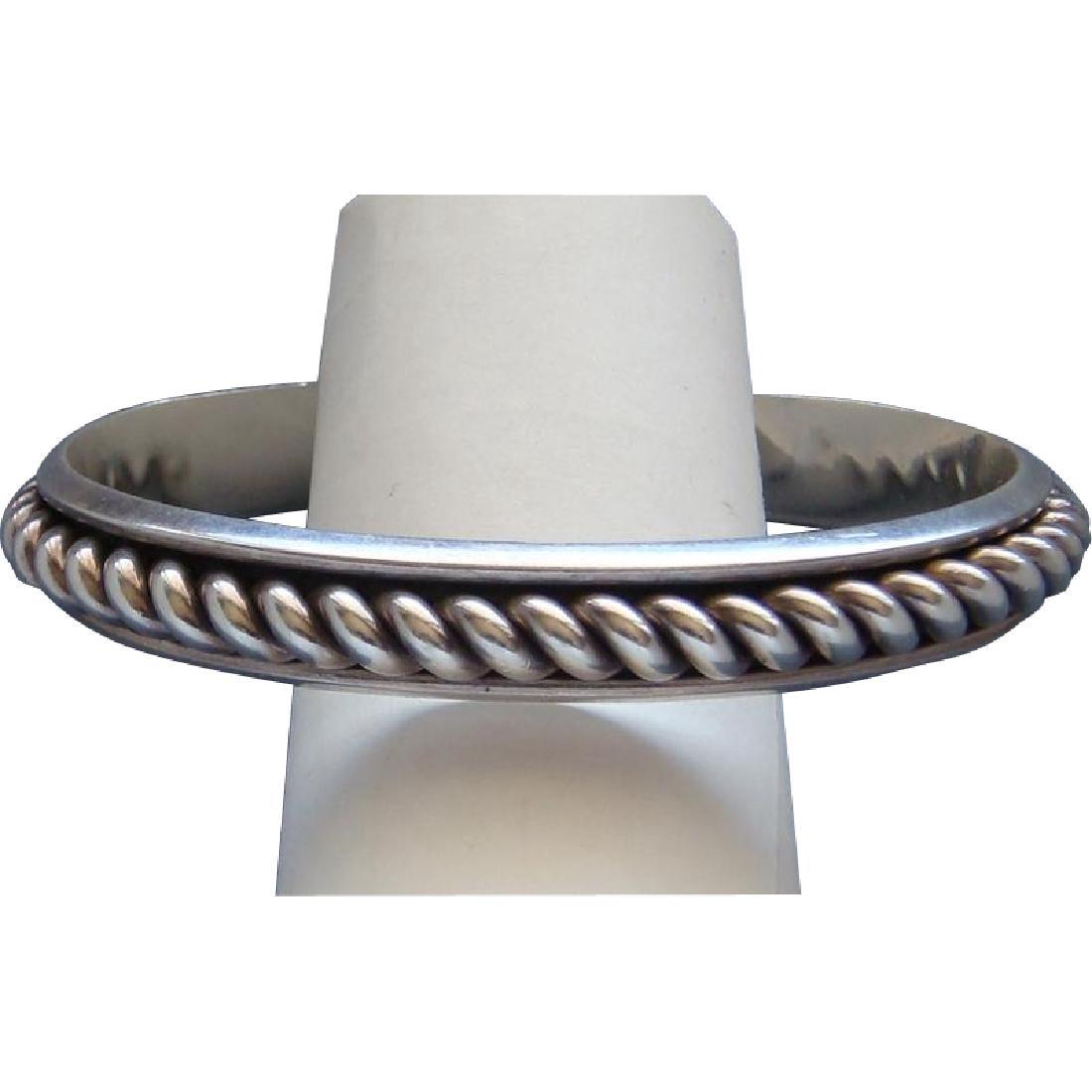 Vintage Mexican Sterling Silver Men's Rope Style Cuff (1 of 6)