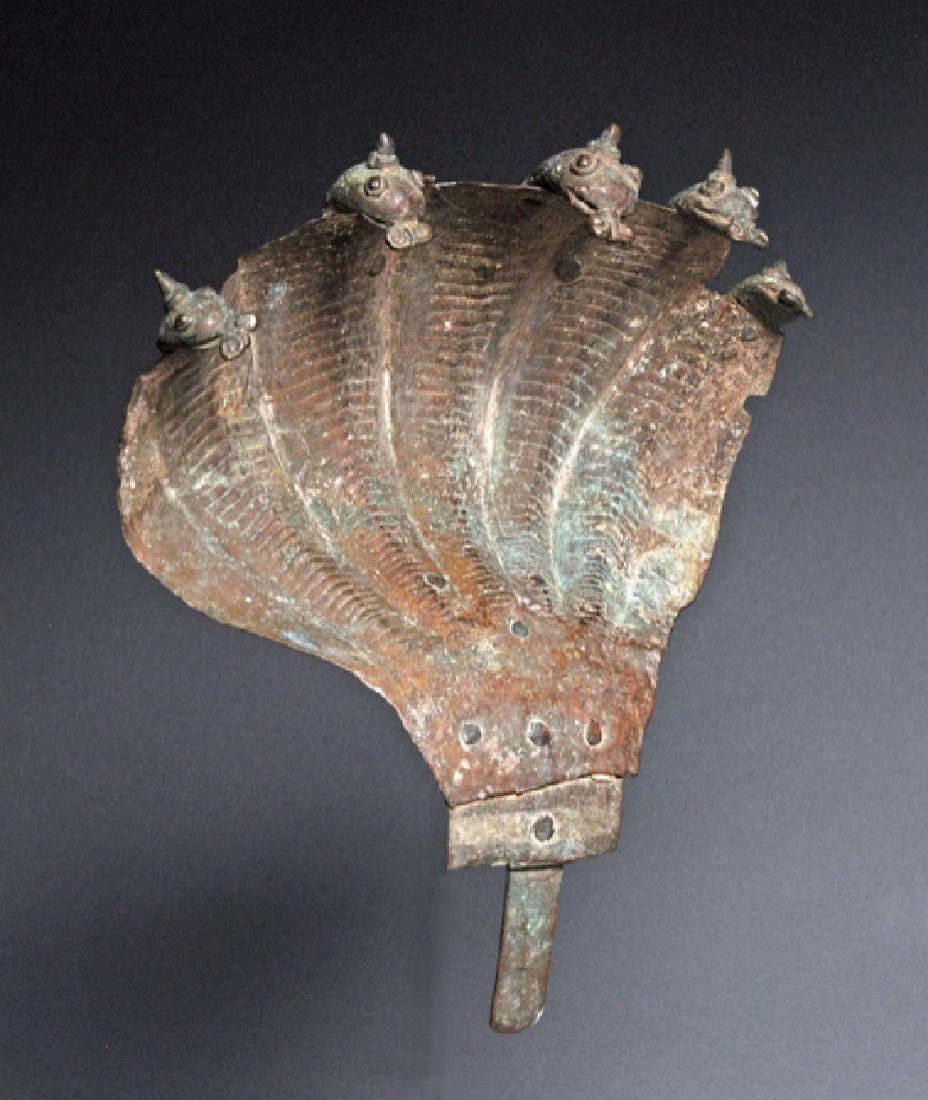 Antique Indian 5 Headed Naga Brass Sculpture, 19th C (1 of 2)