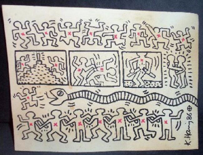 Keith Haring Drawing Signed (1 of 5)