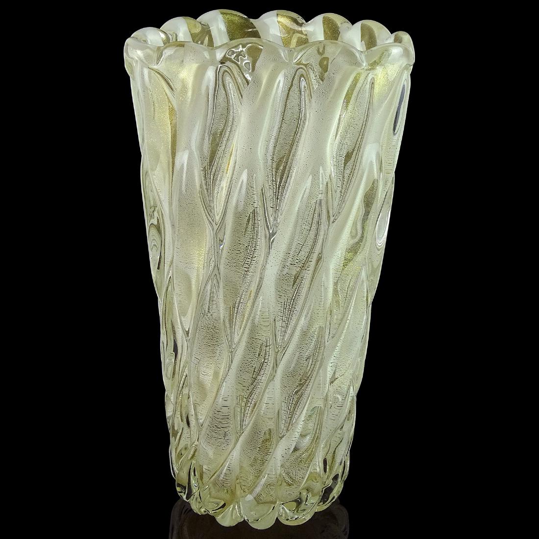Barbini Murano White Stripes Italian Art Glass Vase (1 of 8)