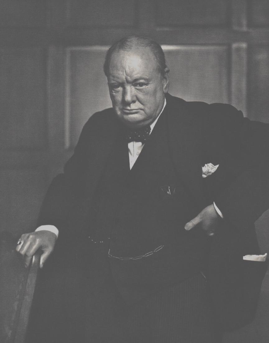 YOUSUF KARSH - Sir Winston Churchill: Artist: YOUSUF KARSH Print Title: Sir Winston Churchill Printing Date: 1959 in the Netherlands Medium: Vintage Sheet-Fed Gravure Image size (inches) approx. 9 x 10.5" Yousuf Karsh (1908-2002) was an A