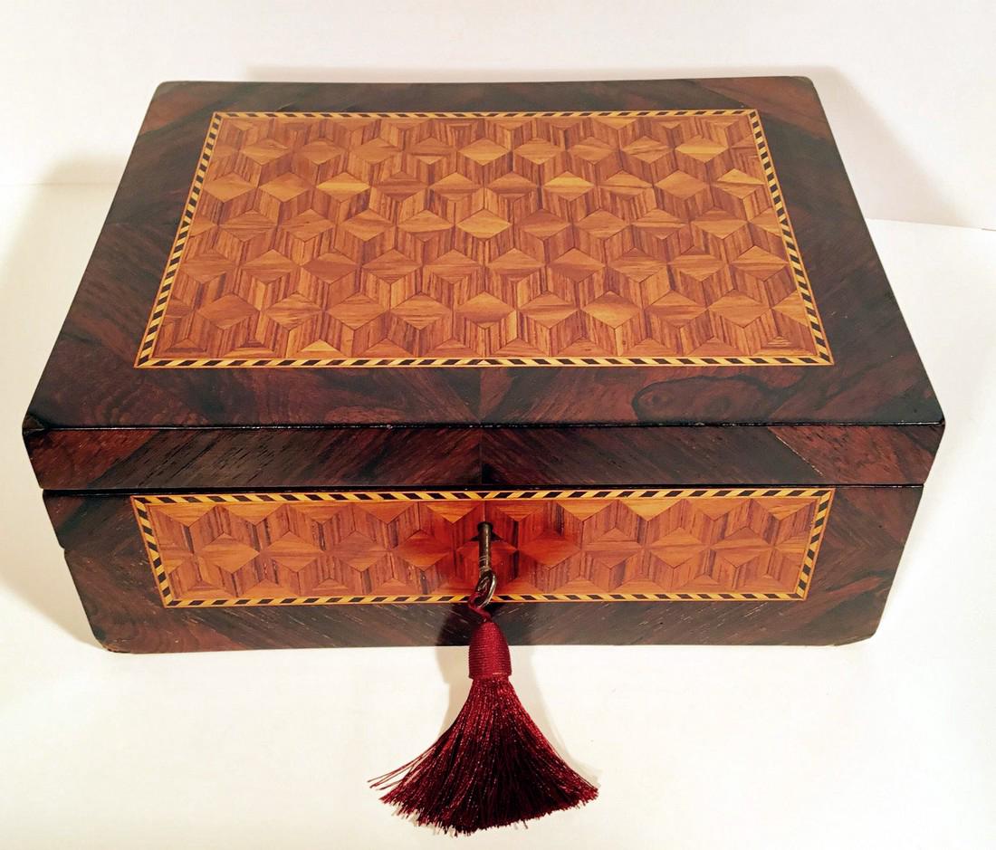 Antique Rosewood Veneer Workbox Circa 1910 (1 of 5)