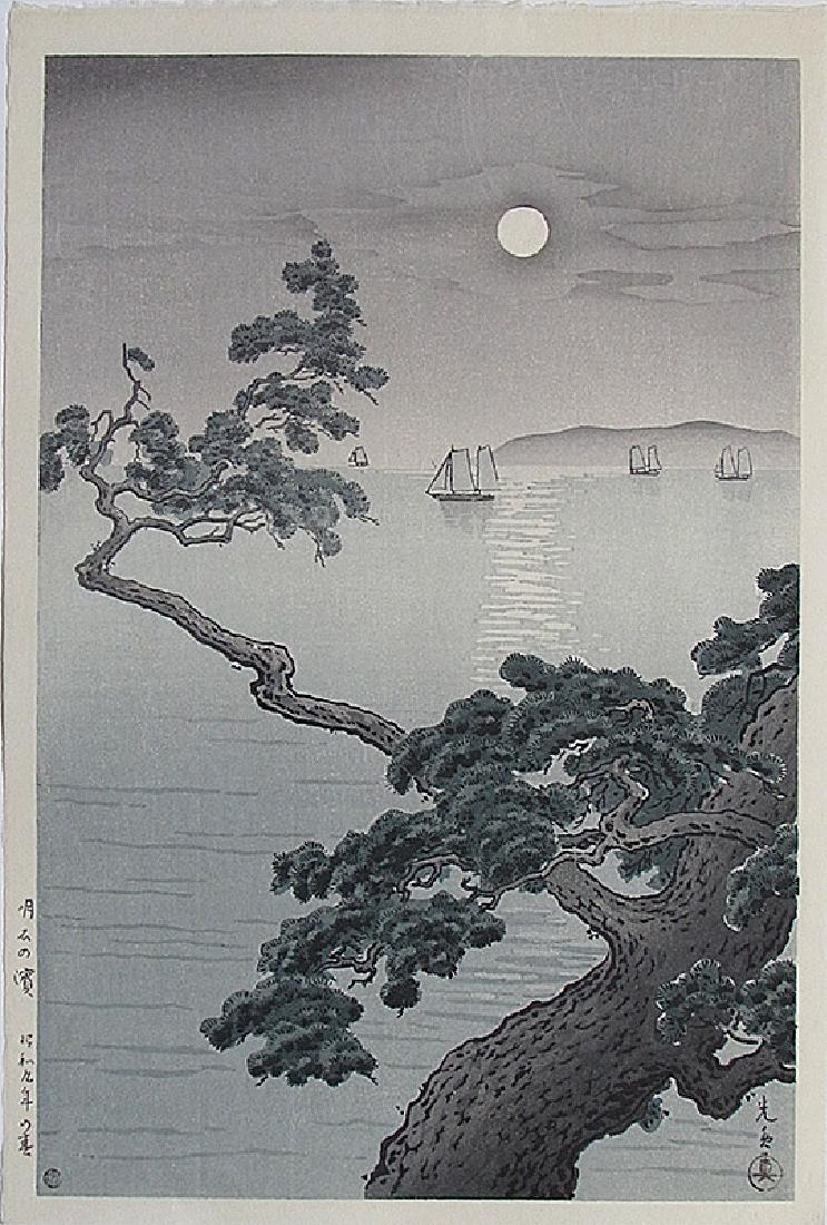Tsuchiya Koistu Moon Beach Japanese Woodblock Print (1 of 1)