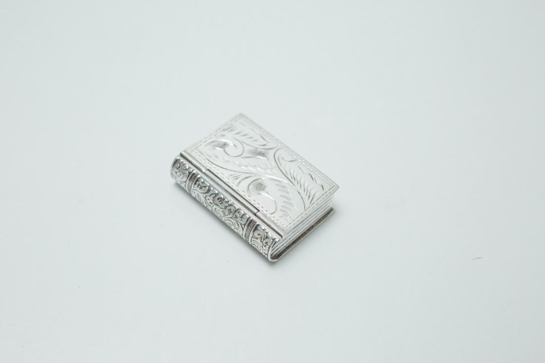 Antique Sterling Silver Etched Book Mini Pill Box (1 of 10)