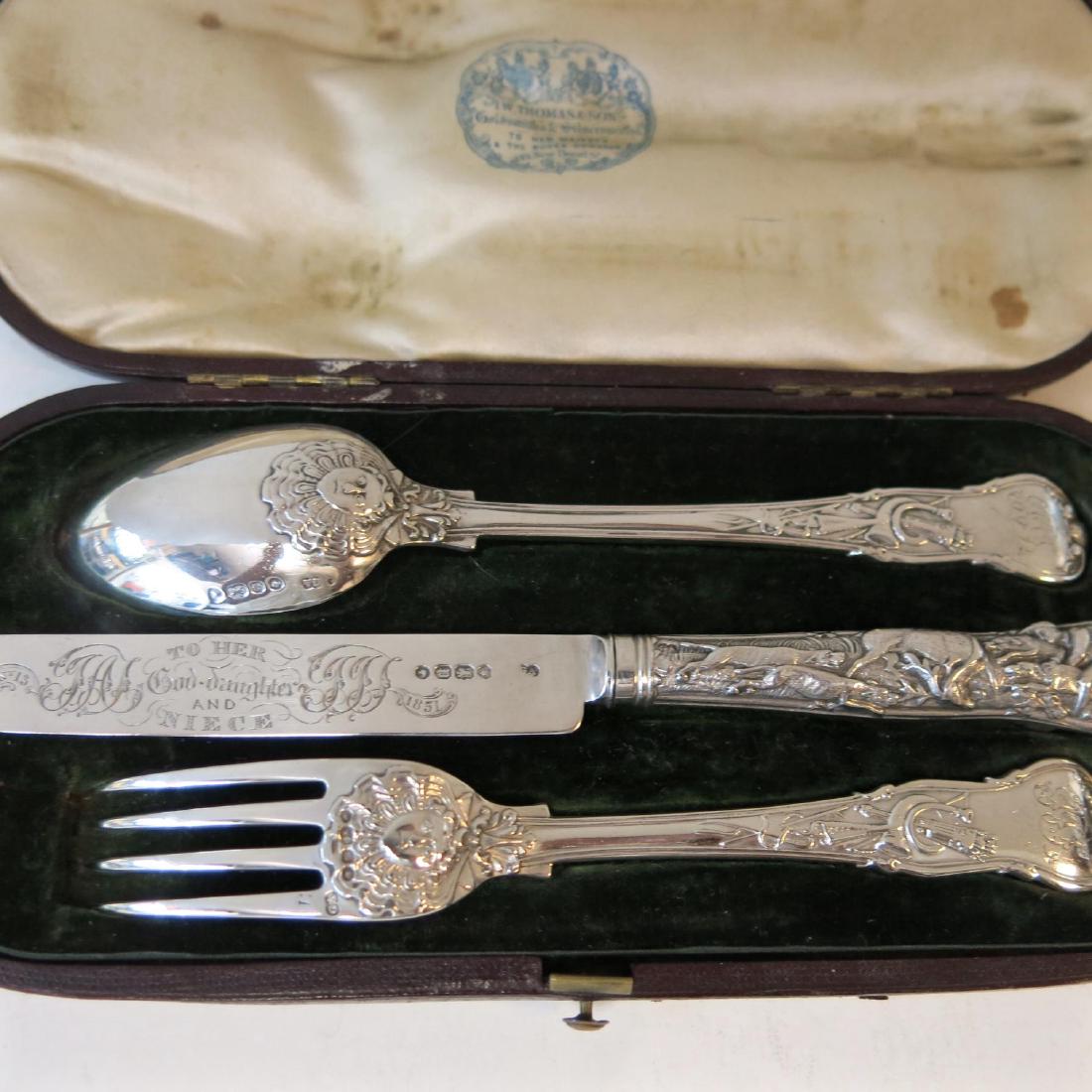 Antique George Adams Sterling Silver Stag Youth Set (1 of 8)