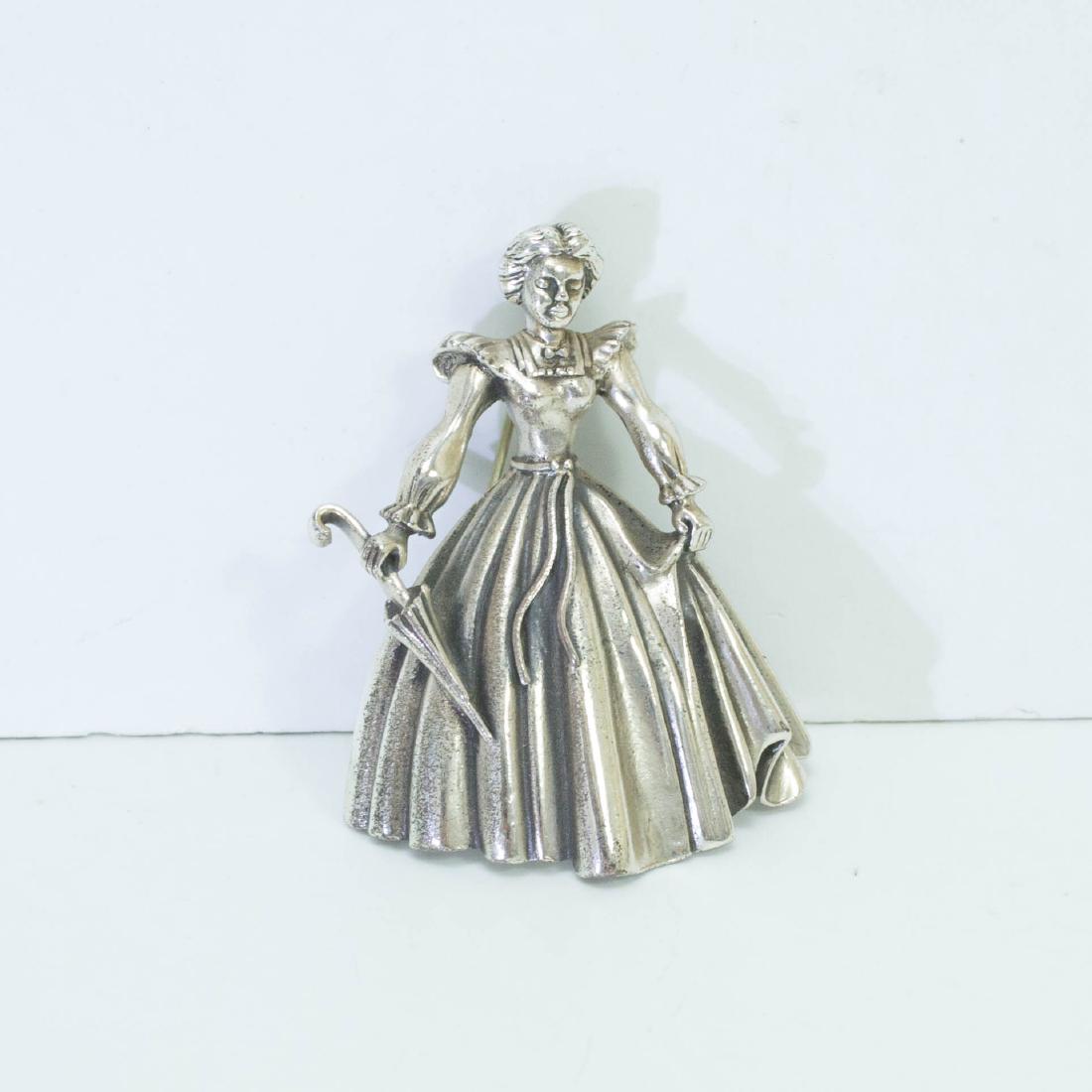 Antique Danecraft Sterling Silver Victorian Lady Brooch (1 of 5)