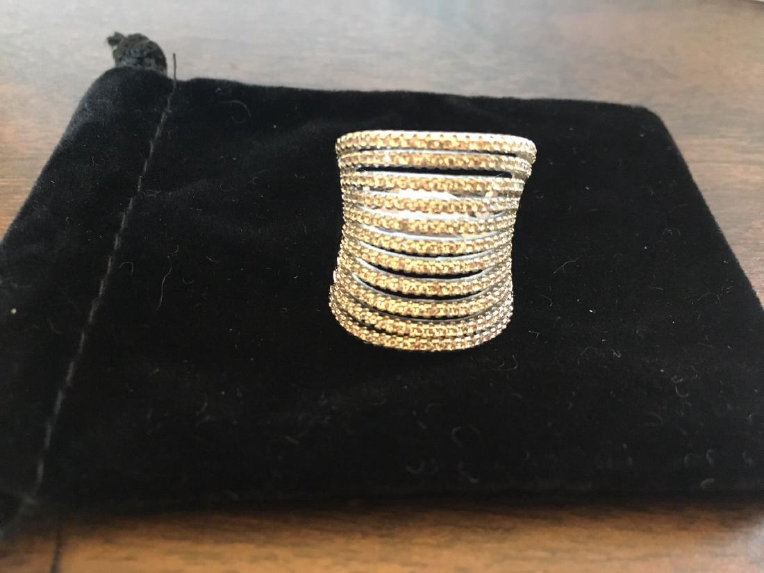 White Gold Plated 11 Row Swarovski Crystal Ring (1 of 6)