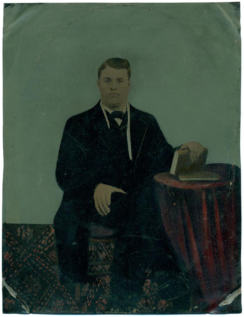 1870 Folky Tinted Painted Whole Plate Portrait (1 of 2)