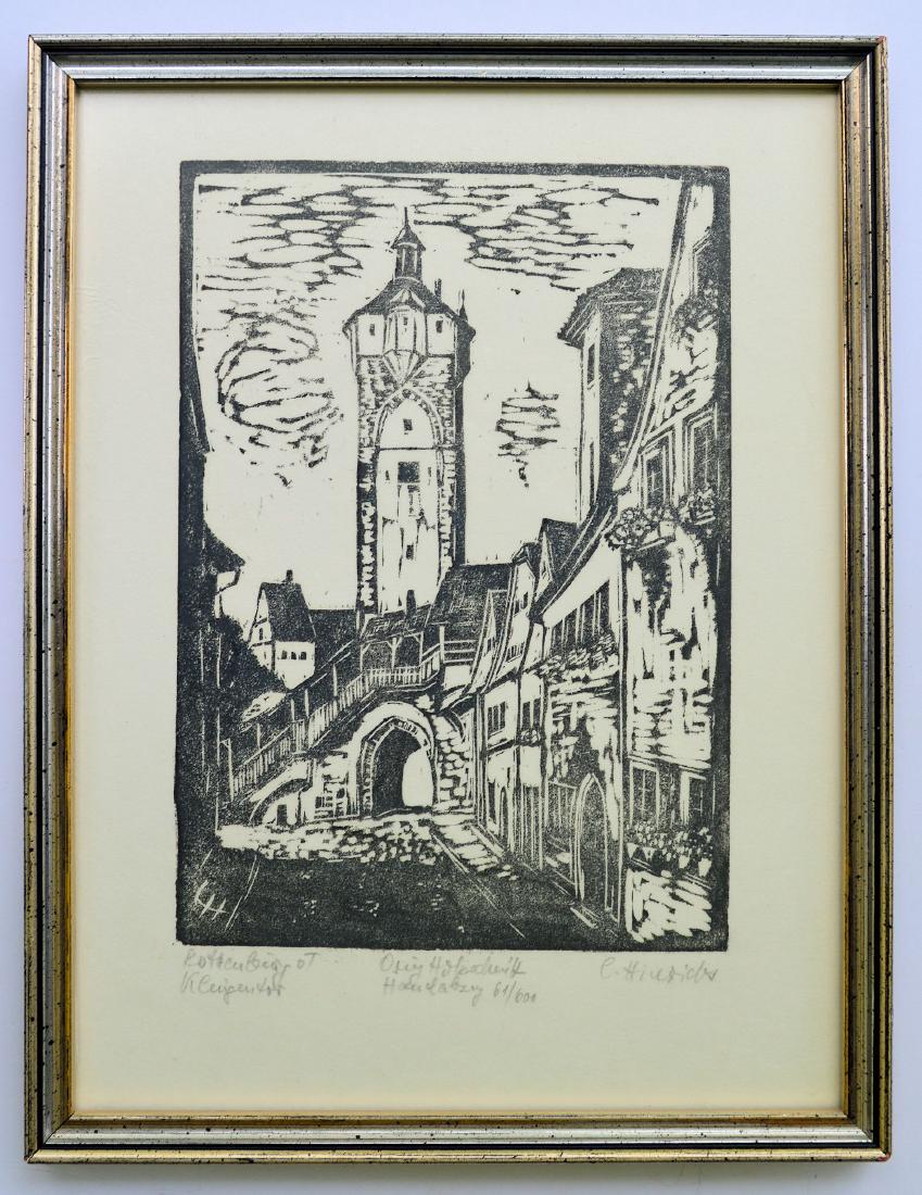 Rothenburg O. T. Klingentorturm Medieval German Woodcut (1 of 3)