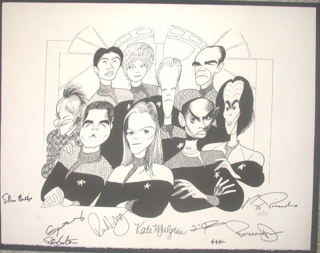 Star Trek Voyager Cast, Autographed Print Al Hirshfeld (1 of 2)