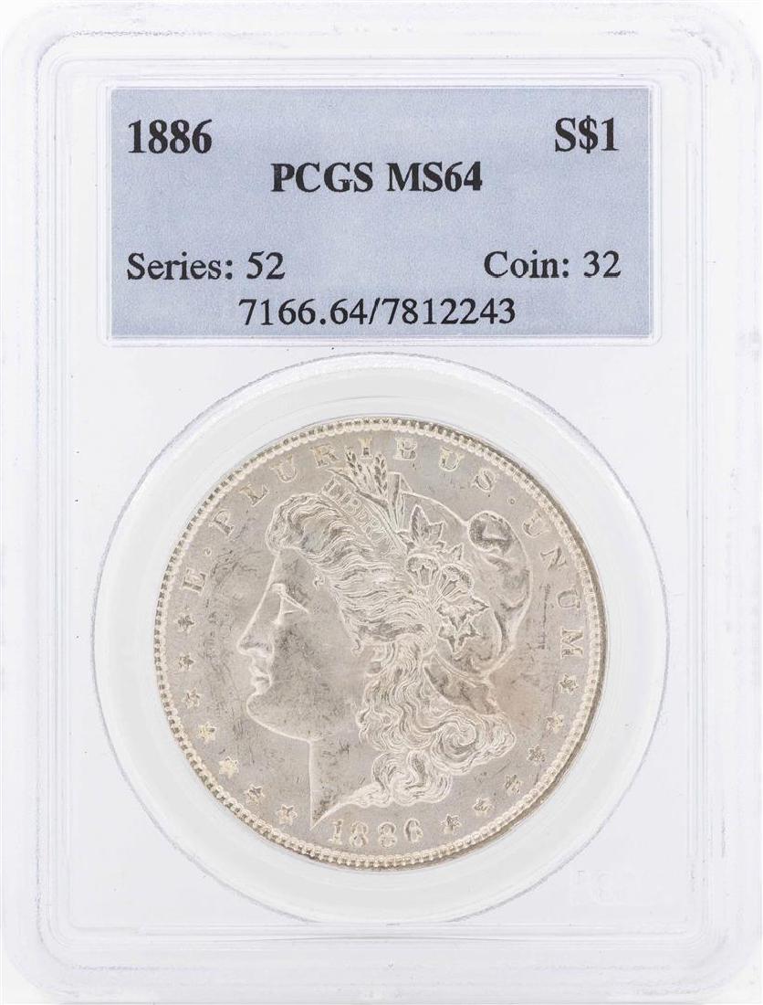 1886 $1 Morgan Silver Dollar Coin PCGS MS64 (1 of 2)