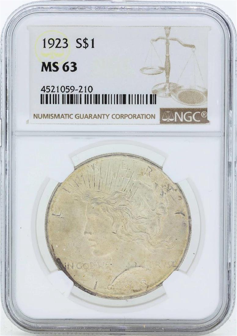 1923 $1 Peace Silver Dollar Coin NGC MS63 (1 of 2)