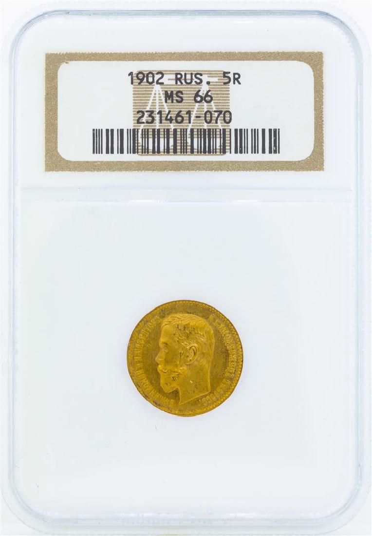1902 Russia 5 Roubles Gold Coin NGC MS66 (1 of 2)
