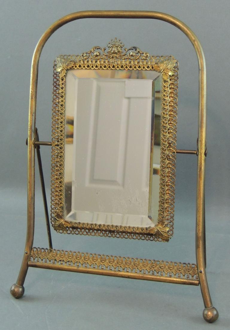 Ornate Frame Beveled Satyr Brass Mirror (1 of 10)