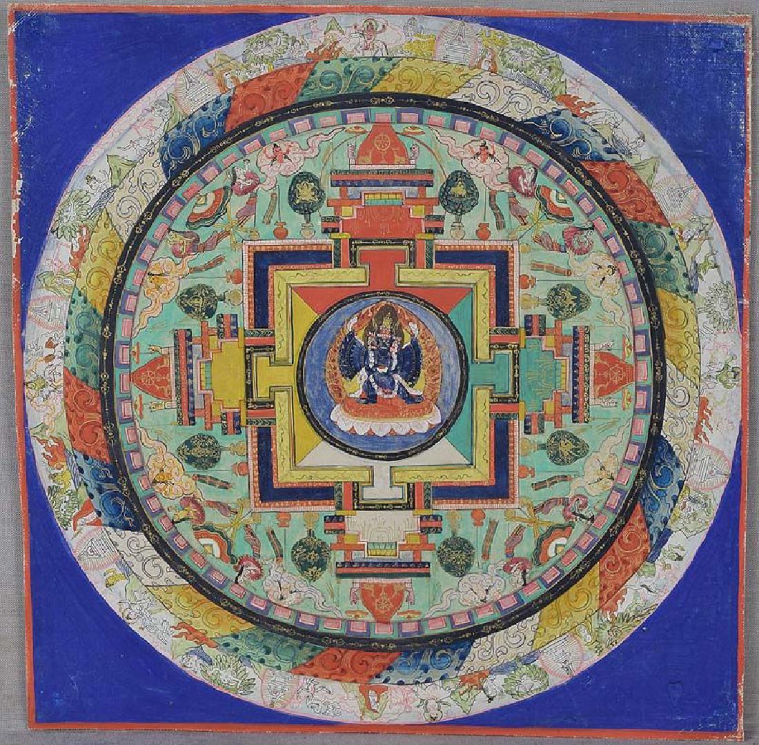 Antique Tibetan Vajrabhairava Mandala Thangka, 19th C (1 of 6)