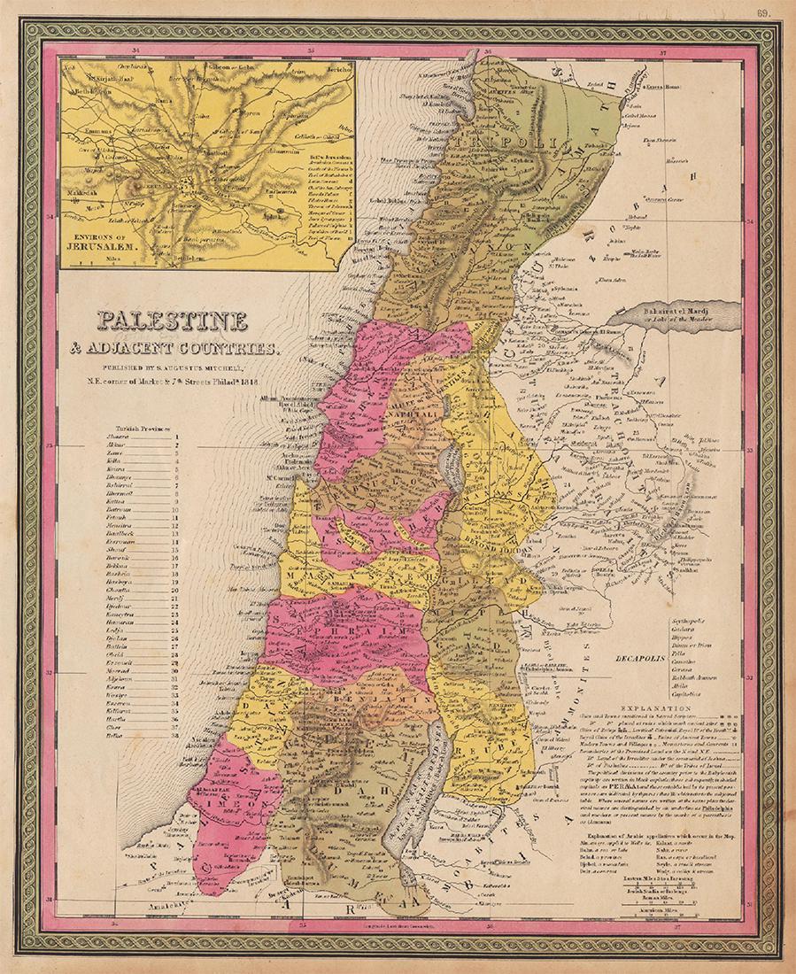 Mitchell: Antique Map of Palestine, 1848 (1 of 4)