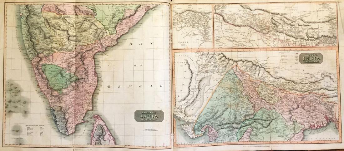 Thomson: Antique Map of British India, 1814: Map: British India Southern Part/British India Northern Part Cartographer: Thomson Place & Date: Edinburgh / 1814/1817 Size: 24 1/8" x 22 5/8" Condition: overall age-toning and spotting; repaired spli