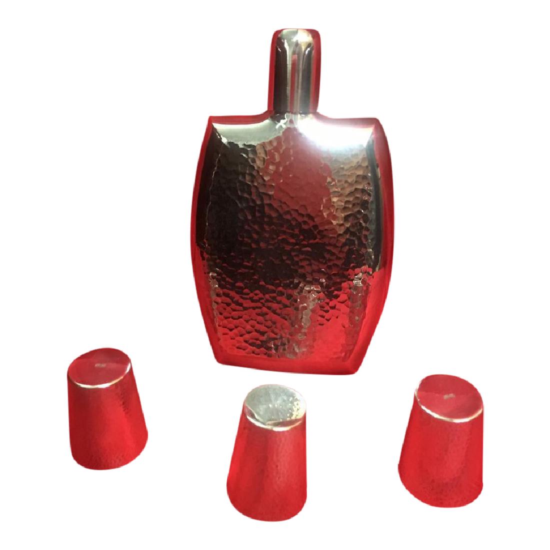 Vintage Japanese 950 Hammered Silver Flask, 3 cups (1 of 6)