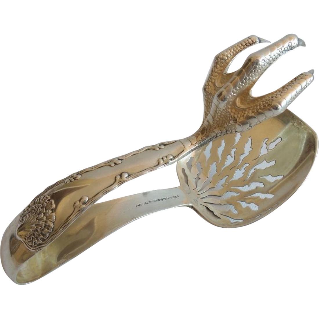 Antique Tiffany & Co Sterling Silver Claw Ice Tongs