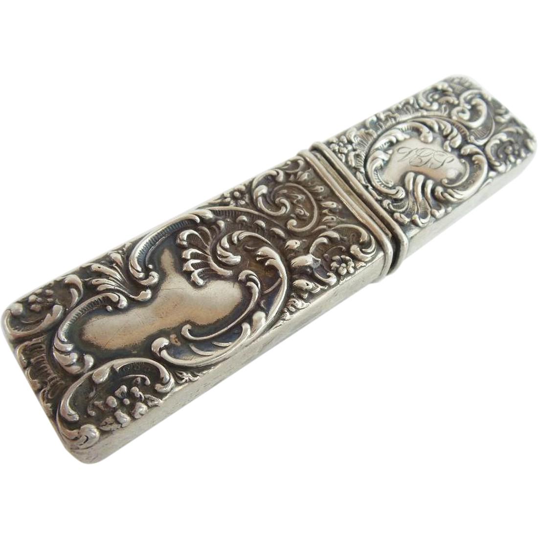Antique 925 Sterling Silver Match Safe