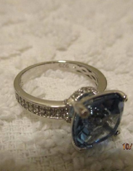 Sterling Silver Blue & White Topaz Ring, 5.4ctw (1 of 3)