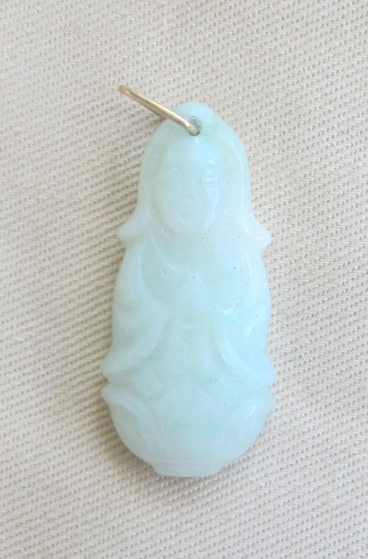 Vintage 14K Gold Natural Jade Pendant, 1970s (1 of 2)