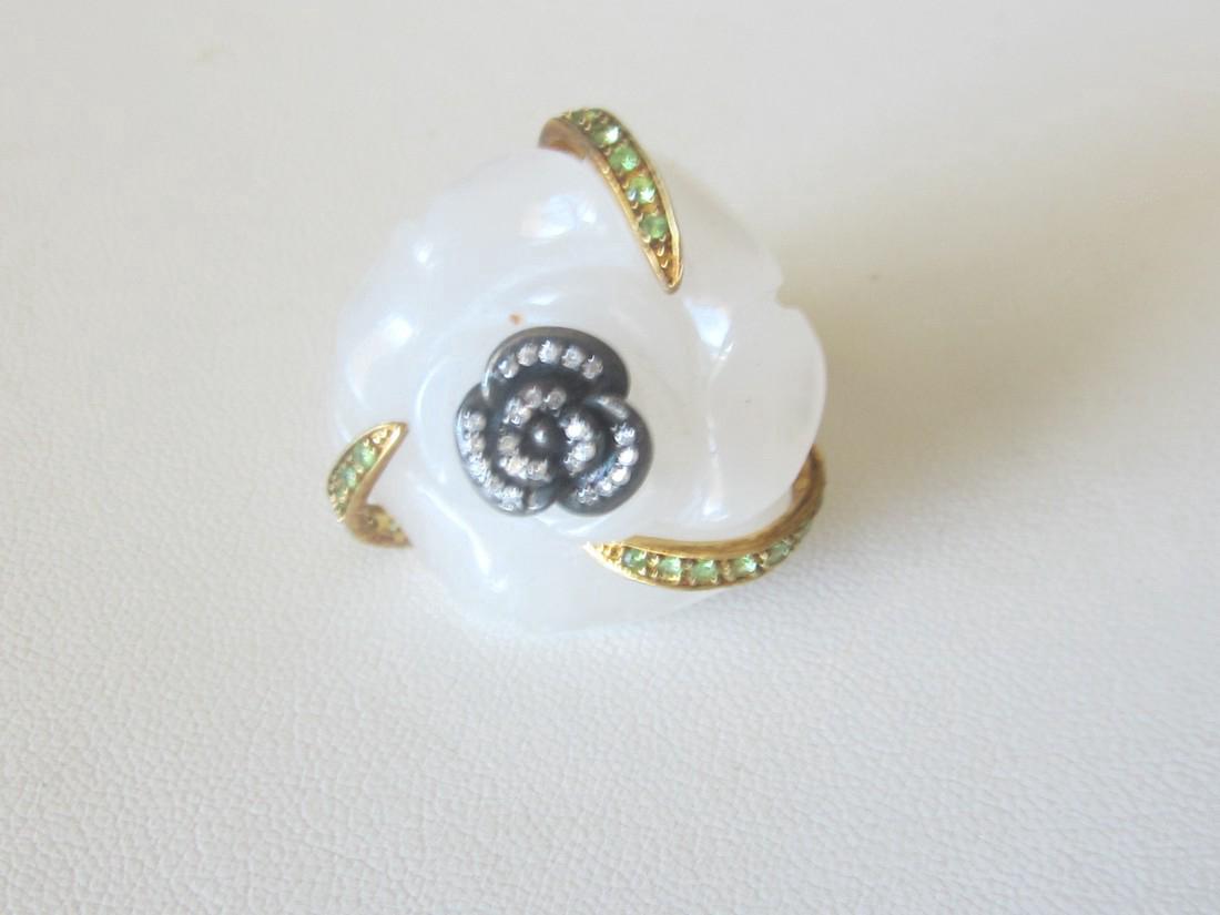 Retro Sterling Silver Jade Vermeil Cocktail Ring (1 of 5)